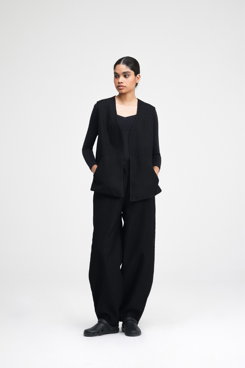 Touga Embroidered Pants cotton by Turn Black in black color for women in Singapore