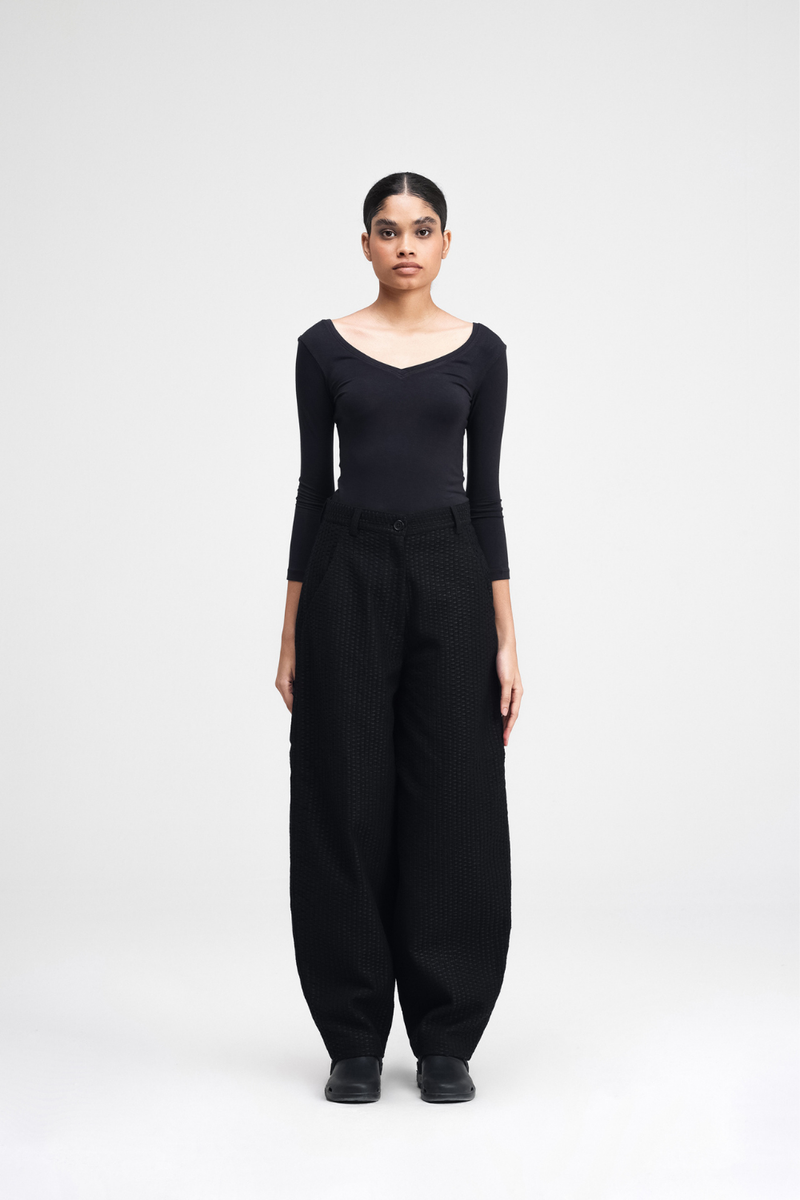Touga Embroidered Pants cotton by Turn Black in black color for women in Singapore