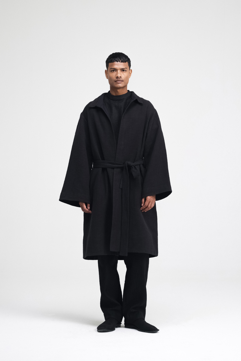 Jova Overlay linen by Turn Black in black color for women in Singapore