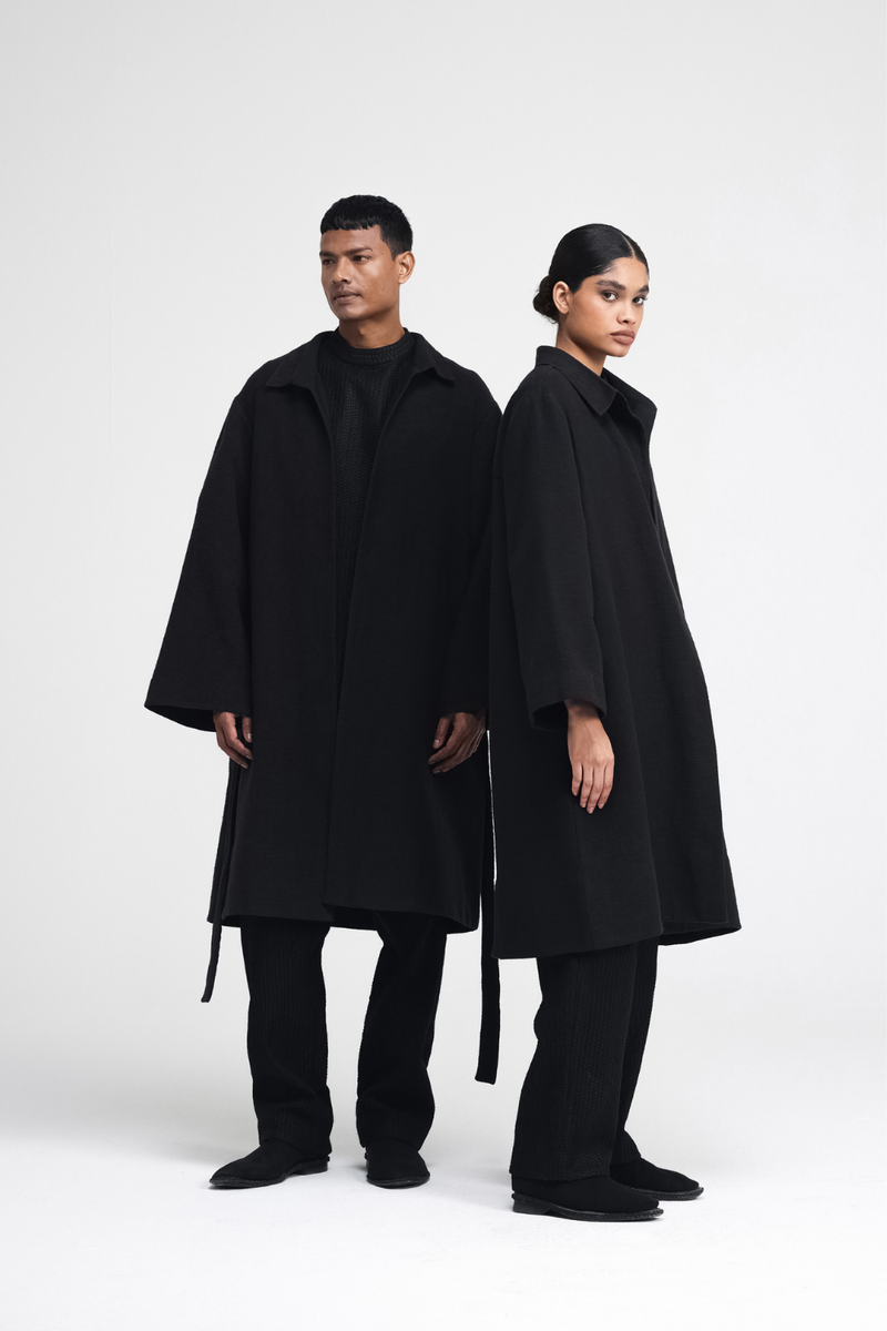 Jova Overlay linen by Turn Black in black color for women in Singapore