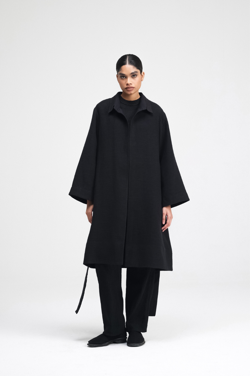 Jova Overlay linen by Turn Black in black color for women in Singapore