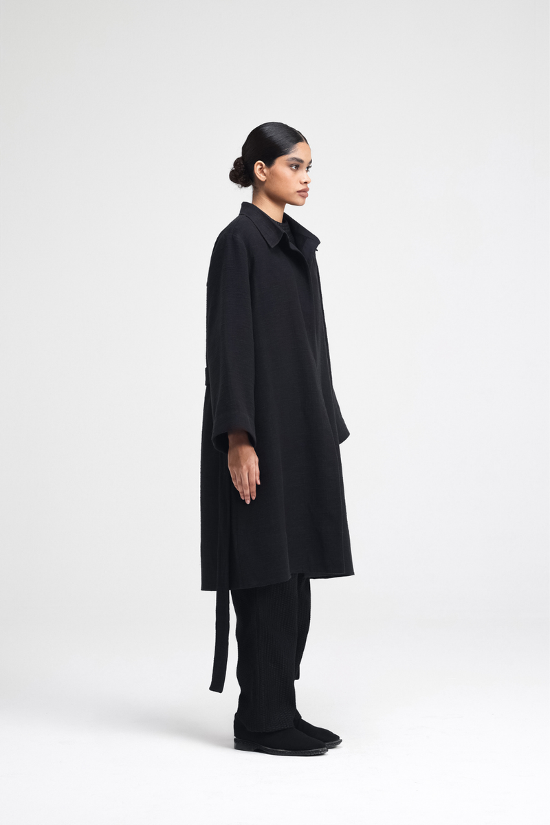 Jova Overlay linen by Turn Black in black color for women in Singapore