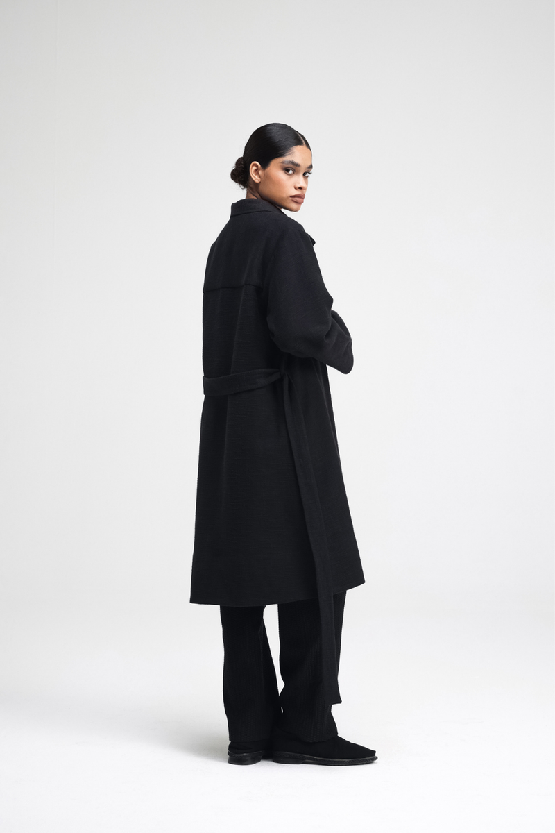 Jova Overlay linen by Turn Black in black color for women in Singapore