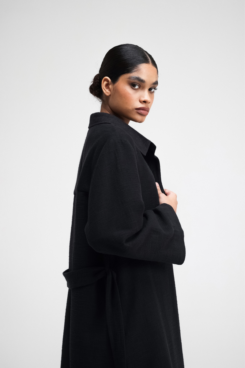 Jova Overlay linen by Turn Black in black color for women in Singapore