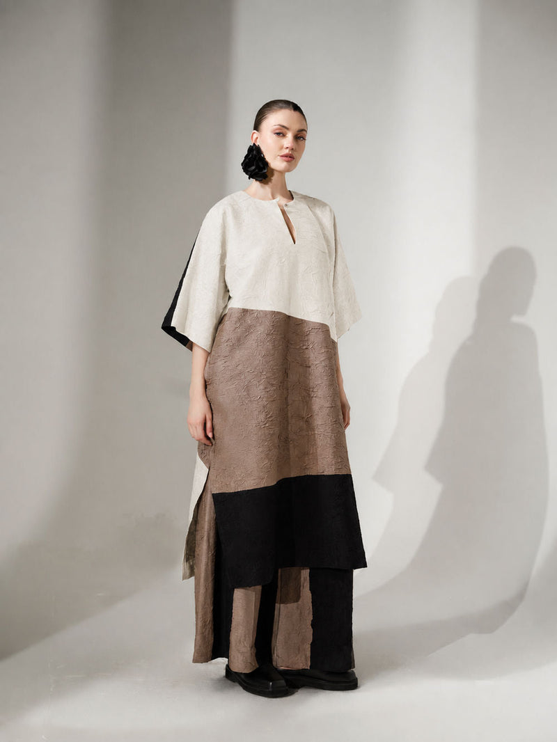June Tunic-Natural + Grey + Black crushed silk tunics and kaftans by Stoique in natural, grey, black for women in Singapore