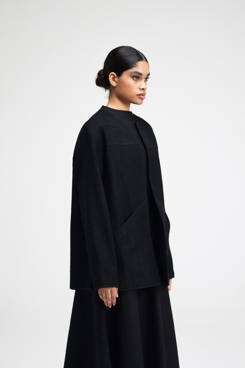 Taiki Embroidered Overlay cotton by Turn Black in black color for women in Singapore