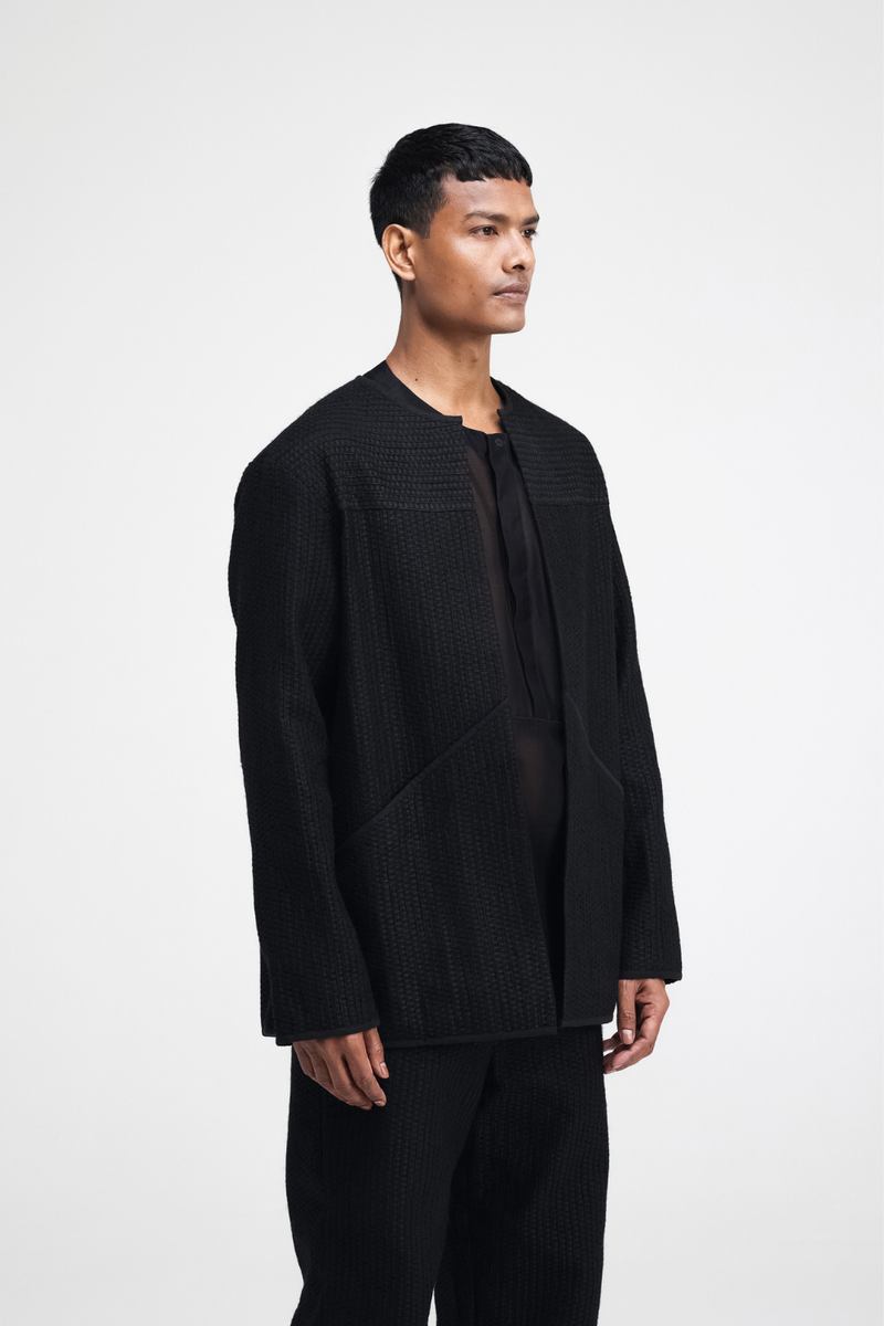 Taiki Embroidered Overlay cotton by Turn Black in black color for women in Singapore