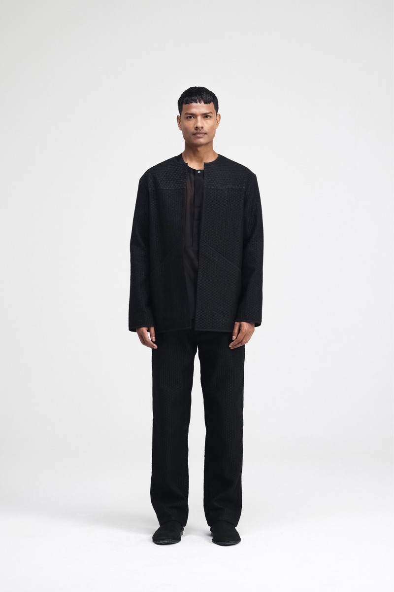 Taiki Embroidered Overlay cotton by Turn Black in black color for women in Singapore