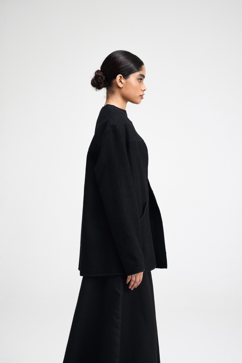 Taiki Embroidered Overlay cotton by Turn Black in black color for women in Singapore