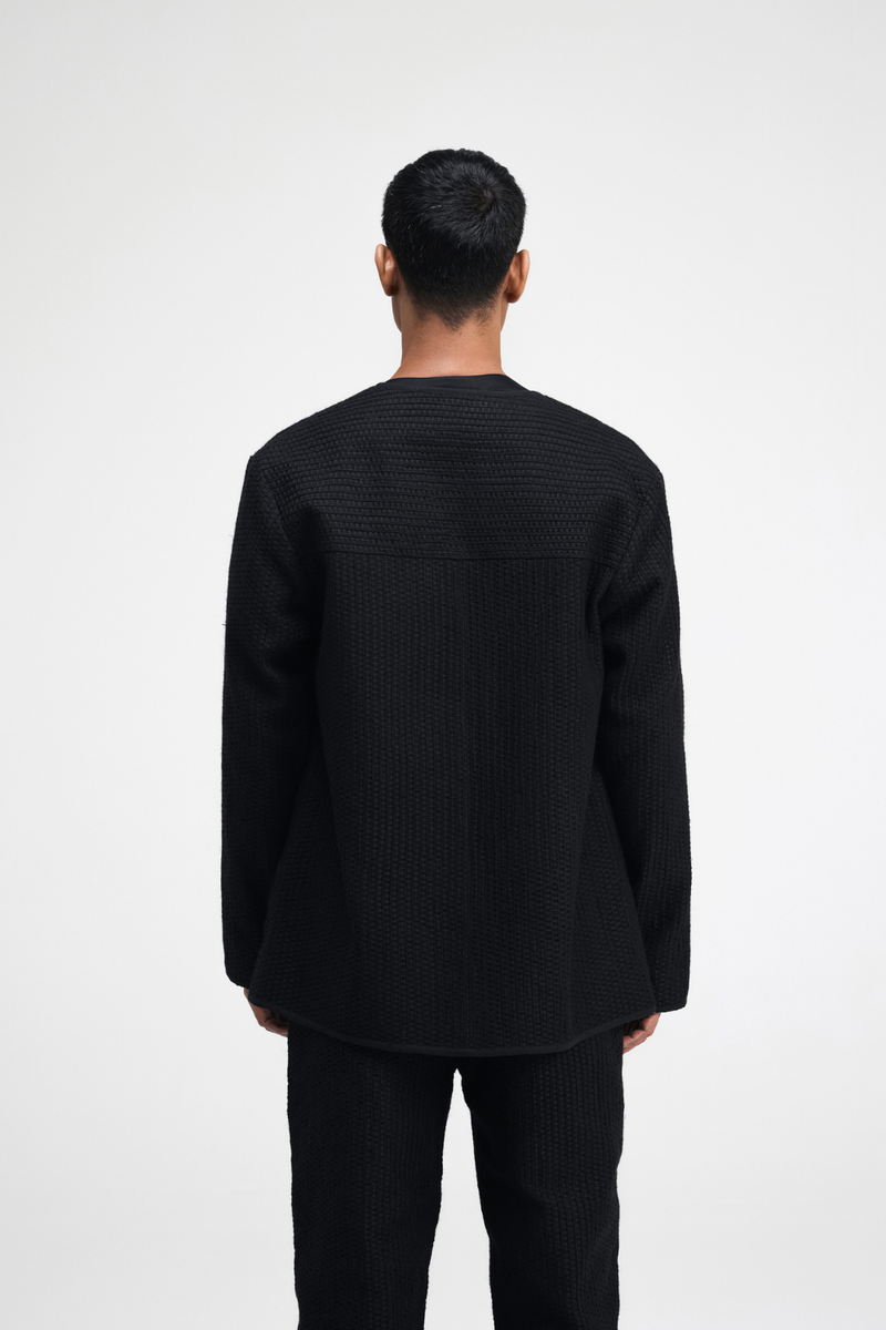 Taiki Embroidered Overlay cotton by Turn Black in black color for women in Singapore