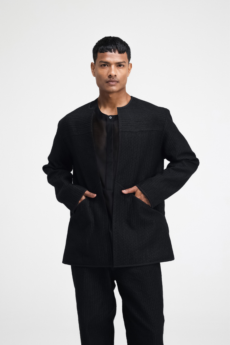 Taiki Embroidered Overlay cotton by Turn Black in black color for women in Singapore