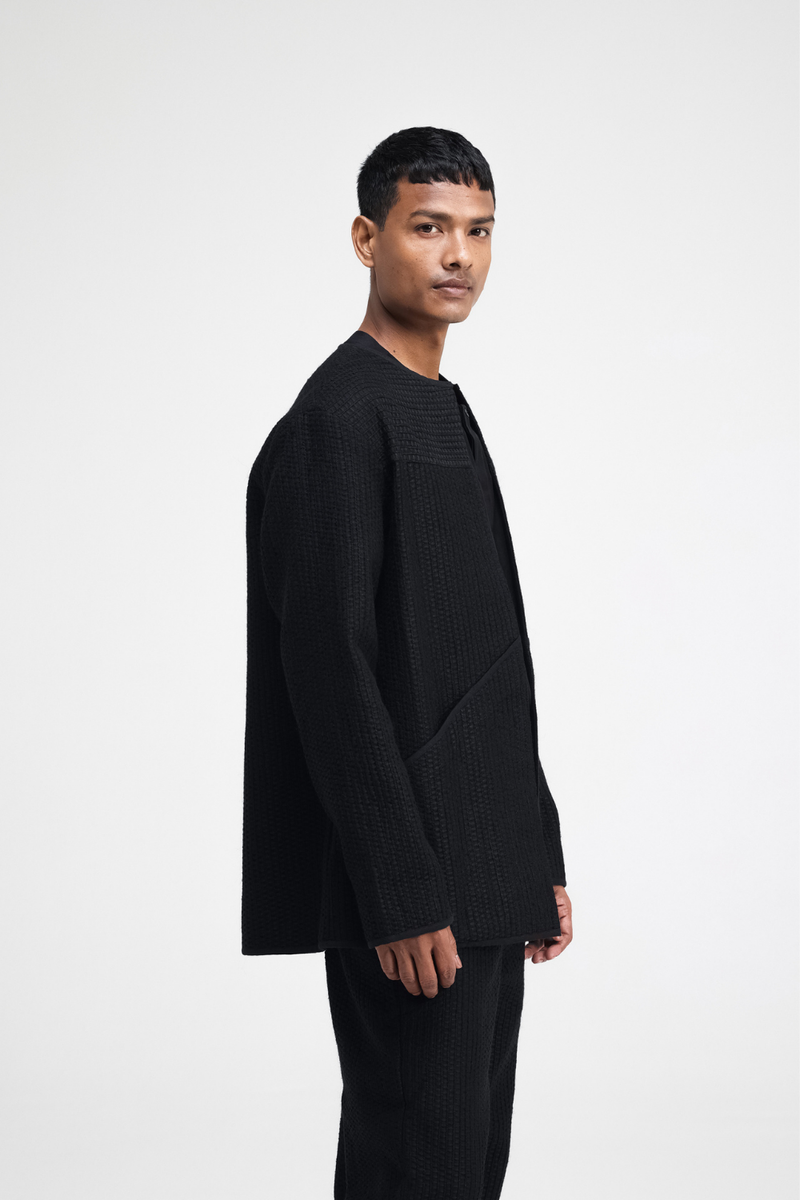 Taiki Embroidered Overlay cotton by Turn Black in black color for women in Singapore