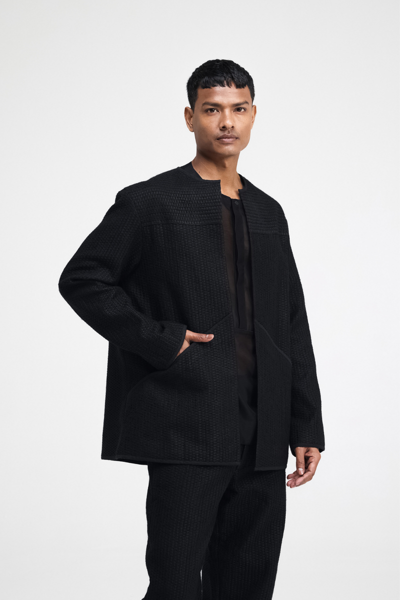 Taiki Embroidered Overlay cotton by Turn Black in black color for women in Singapore