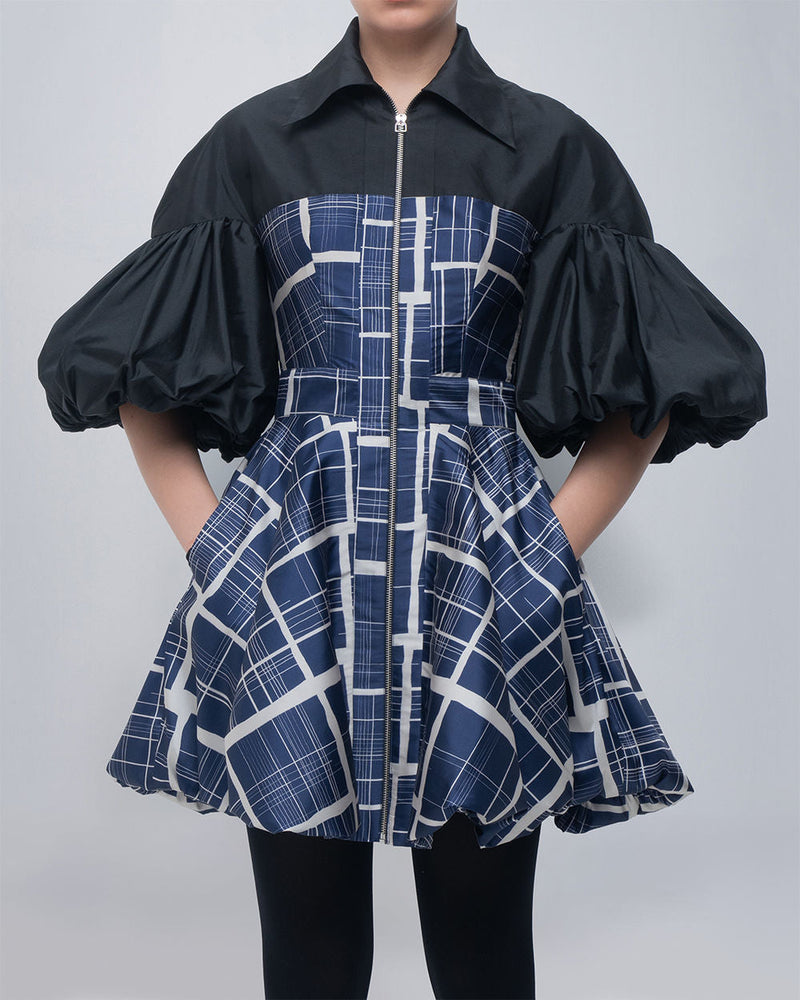 Agatha Dress viscose by Leh Studios in black, blue/beige for women in Singapore