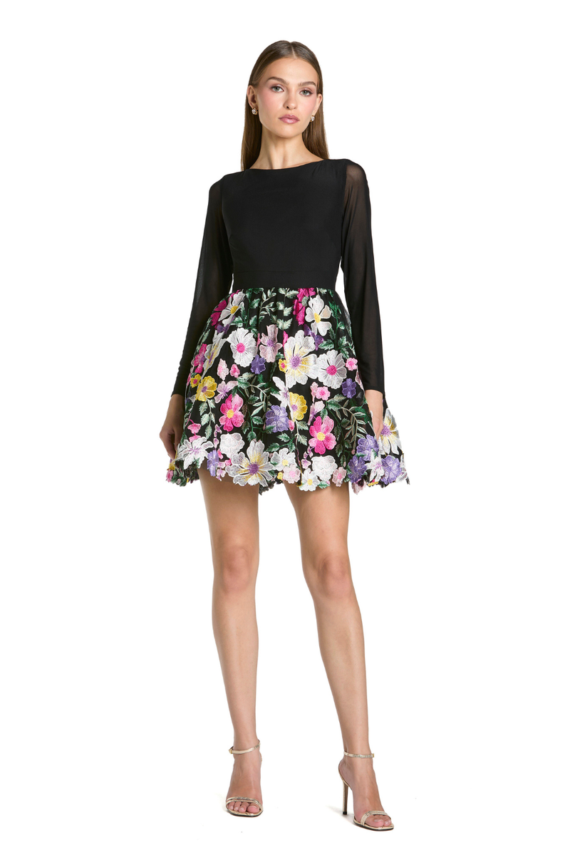 56109 - Black Embroided Skirt Mini Dress by Mac Duggal in black color for women in Singapore
