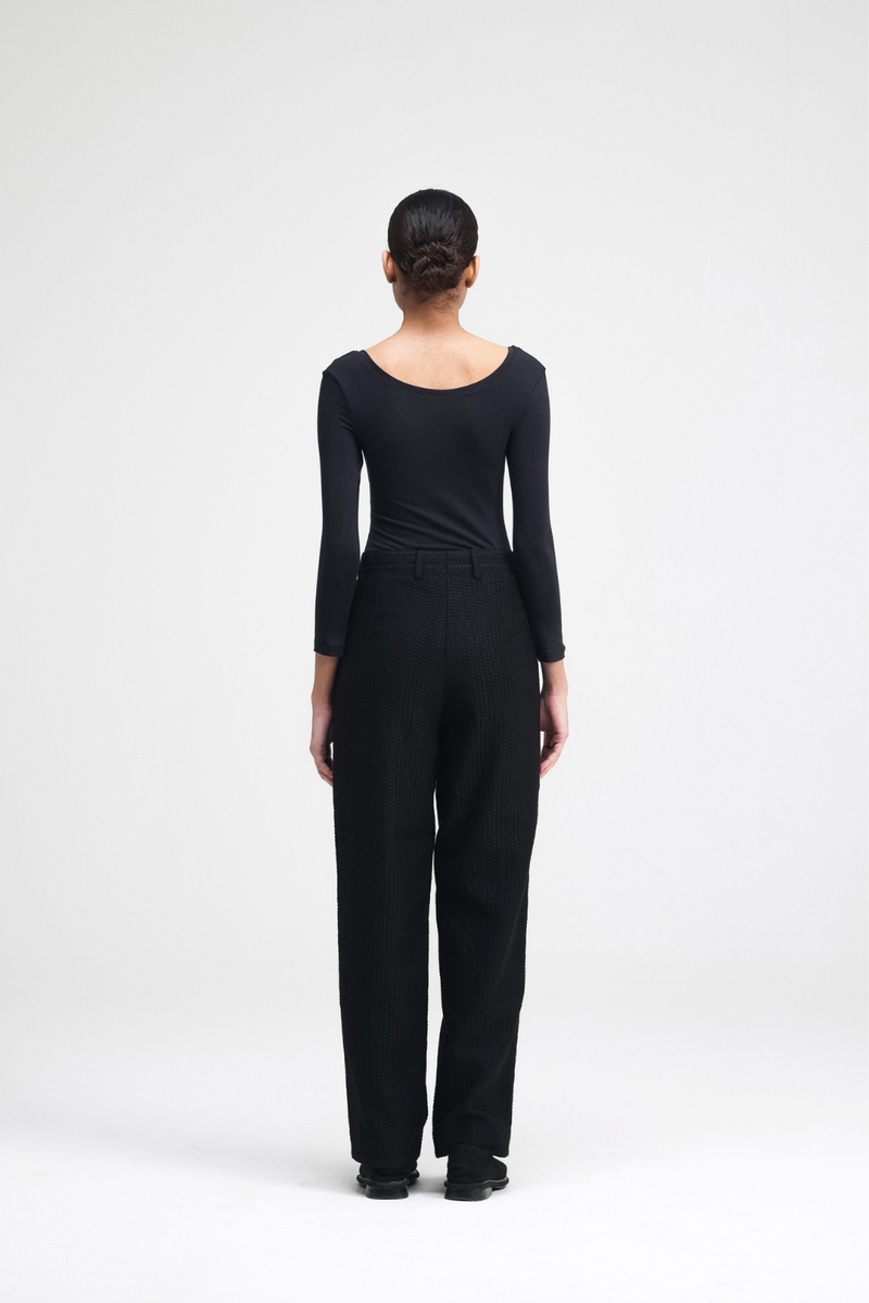 Ren Embroidered Straight Pants cotton by Turn Black in black color for women in Singapore