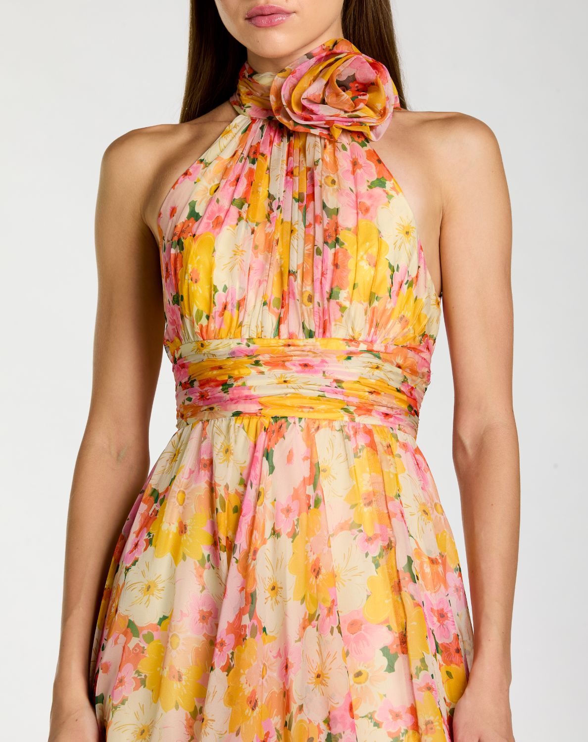 halter neck dress singapore Buy 56348 - Multicolor Floral Halter Neck Midi Dress With 3D Flower in  Singapore