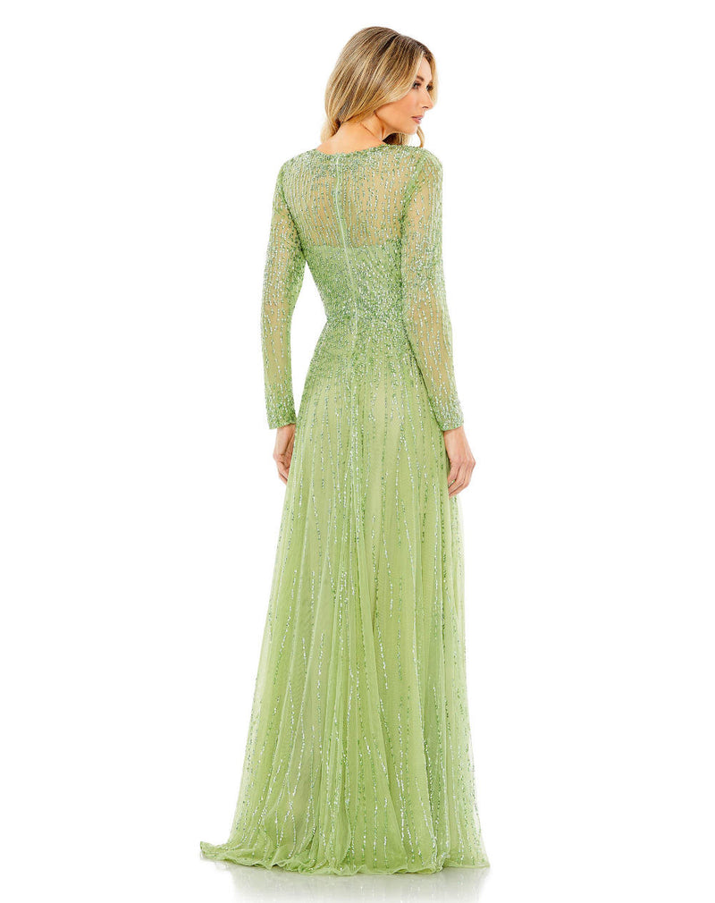 MD-5636 Green Flared Gown-Green by Mac Duggal in green color for women in Singapore