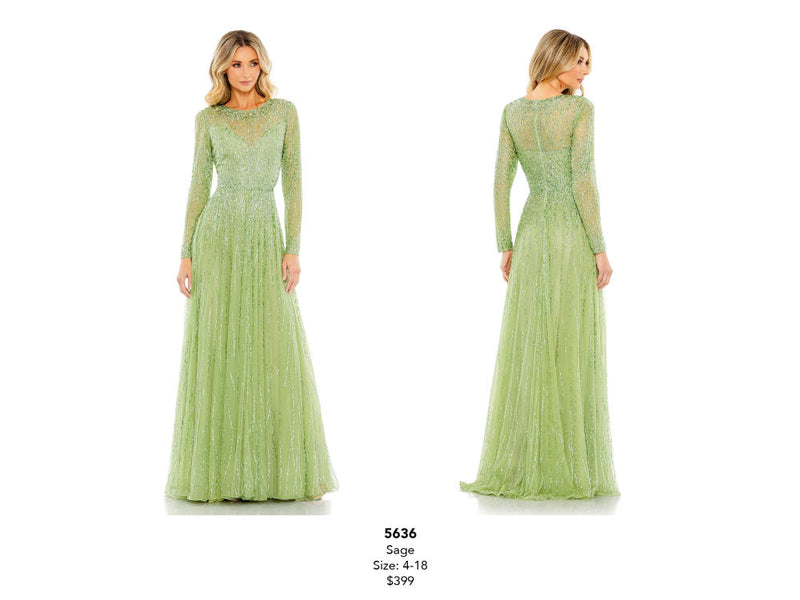 MD-5636 Green Flared Gown-Green by Mac Duggal in green color for women in Singapore
