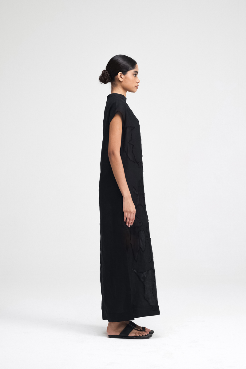 Mai Hand-Embroidered Dress silk by Turn Black in black color for women in Singapore