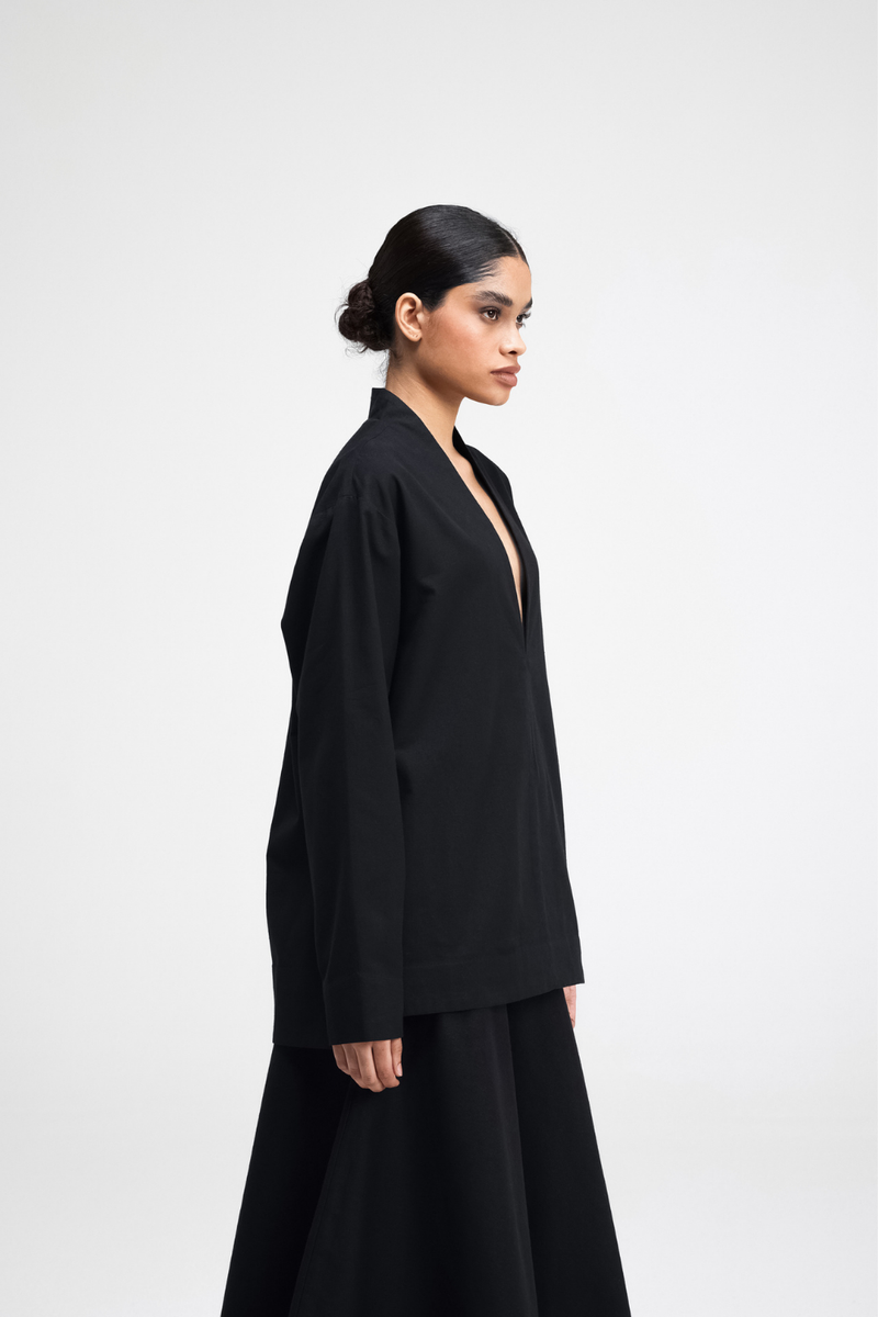 Yu Top cotton by Turn Black in black color for men in Singapore