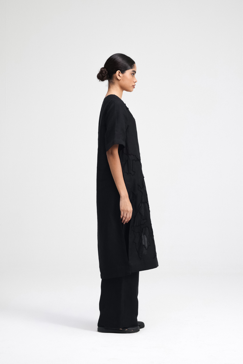 Yuna Hand Embroidered Tunic silk by Turn Black in black color for women in Singapore