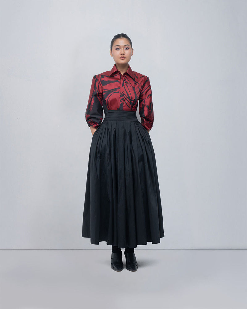 Daphne Dress viscose by Leh Studios in red, black for women in Singapore