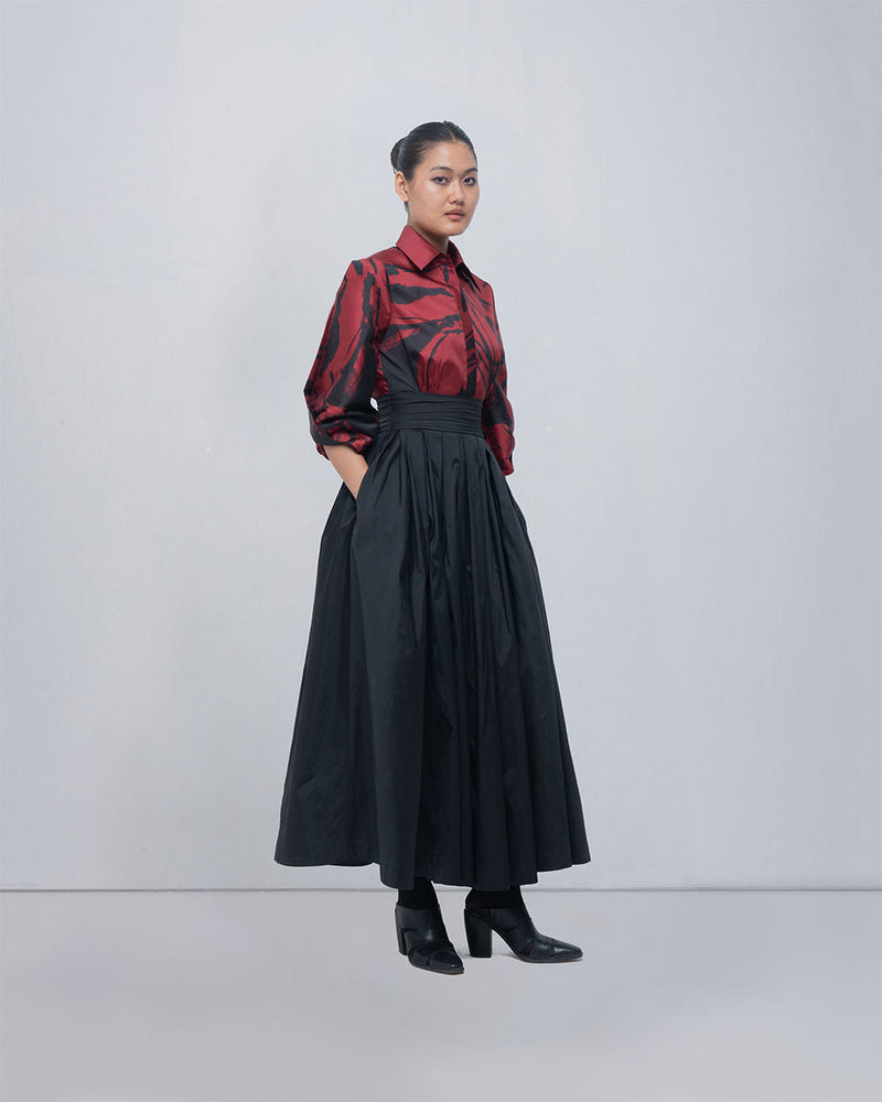 Daphne Dress viscose by Leh Studios in red, black for women in Singapore