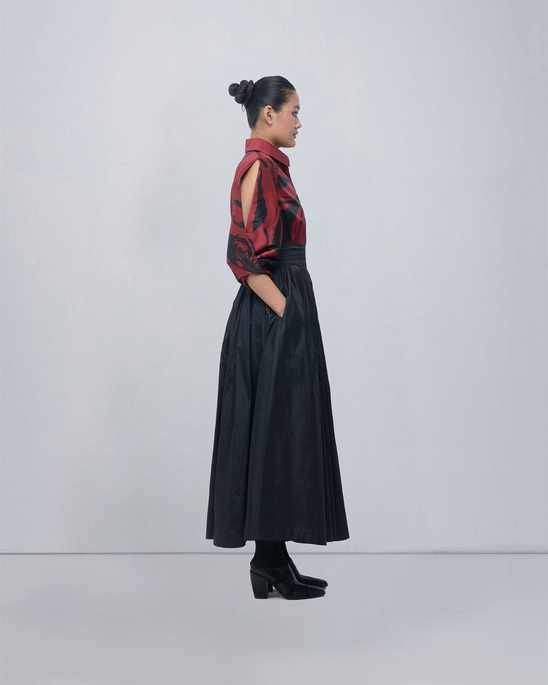 Daphne Dress viscose by Leh Studios in red, black for women in Singapore