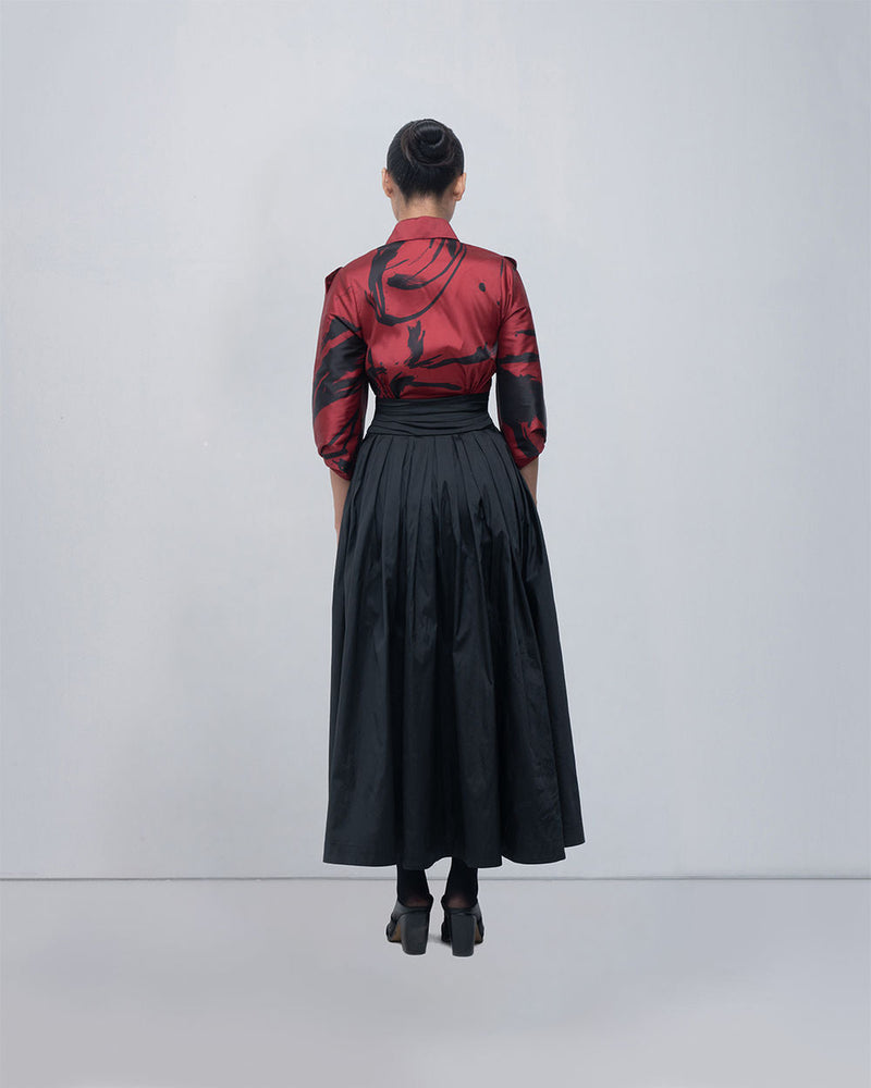 Daphne Dress viscose by Leh Studios in red, black for women in Singapore