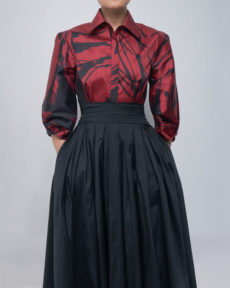Daphne Dress viscose by Leh Studios in red, black for women in Singapore