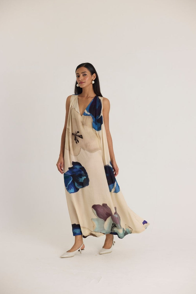 SWEET PEA MAXI DRESS satin by Yam in white color for women in Singapore