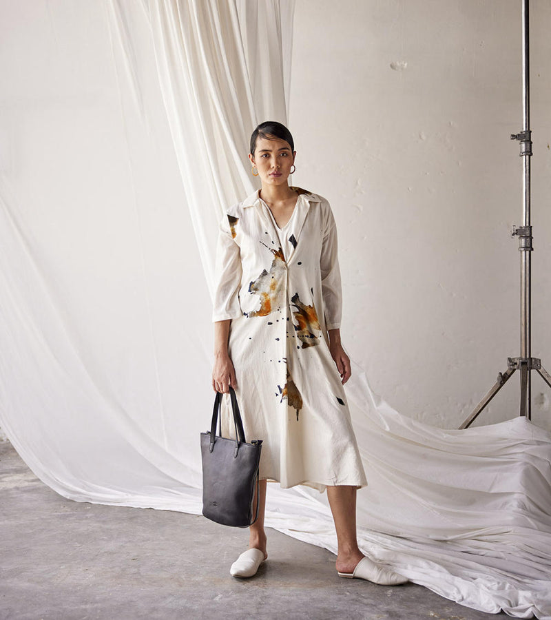 Summer Splash Dress cotton Dresses by Khara Kapas in white for women in Singapore
