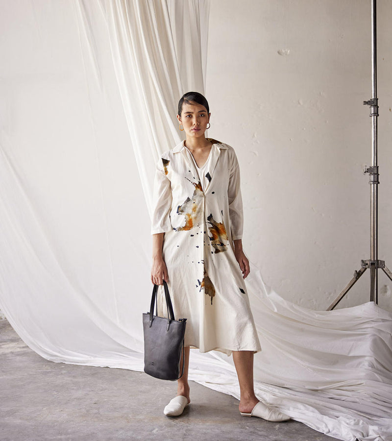 Summer Splash Dress cotton Dresses by Khara Kapas in white for women in Singapore