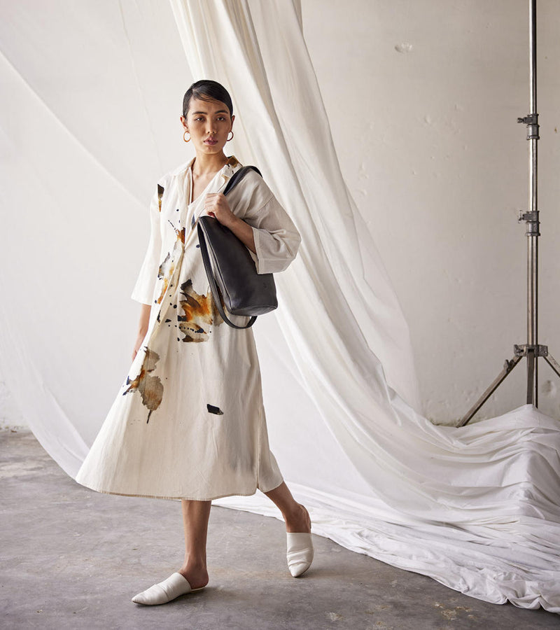 Summer Splash Dress cotton Dresses by Khara Kapas in white for women in Singapore