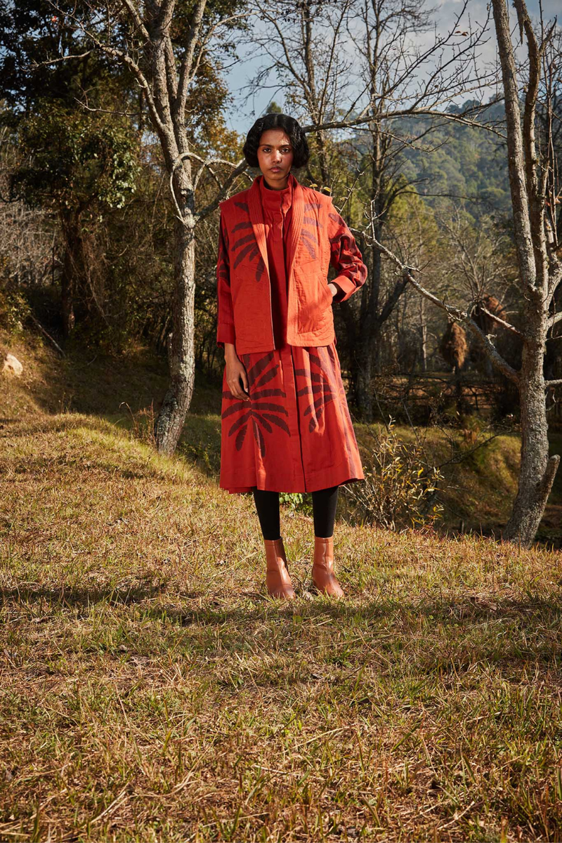 Autumn Blaze co-ord set cotton by Khara Kapas in red for women in Singapore