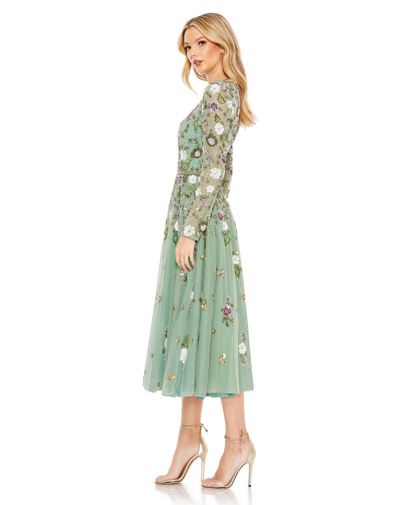 MD-5716 Midi Dress-Green by Mac Duggal in green color for women in Singapore