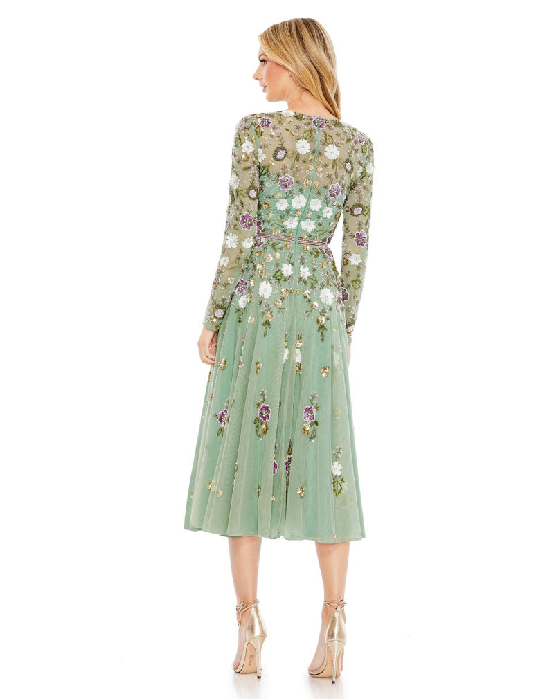 MD-5716 Midi Dress-Green by Mac Duggal in green color for women in Singapore