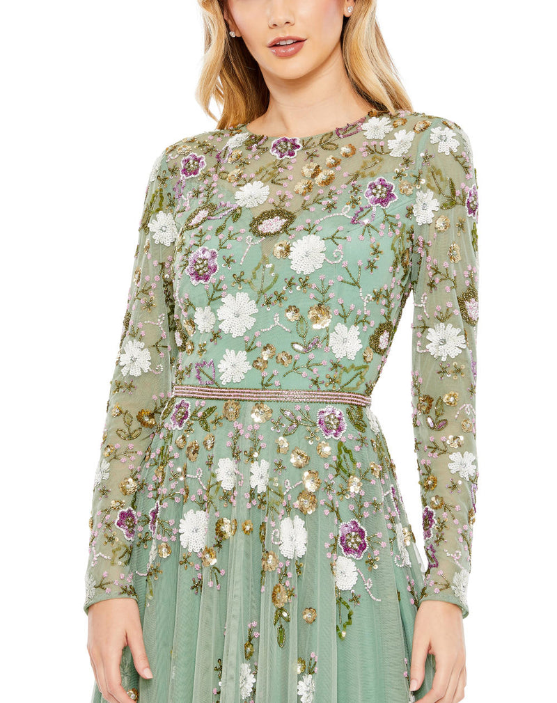 MD-5716 Midi Dress-Green by Mac Duggal in green color for women in Singapore