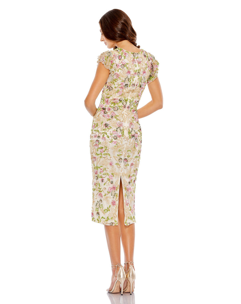 MD-5722 Midi Dress-Off White by Mac Duggal in white color for women in Singapore