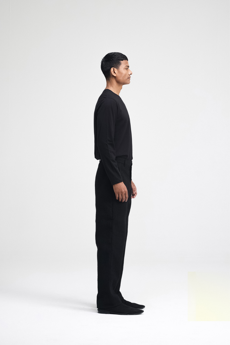 Katashi Embroidered Pants cotton by Turn Black in black color for men in Singapore