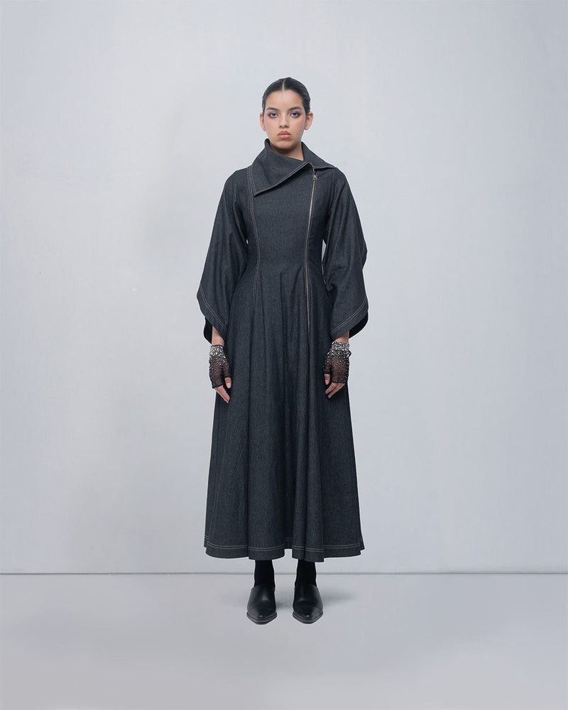 Cen Dress cotton by Leh Studios in grey for women in Singapore