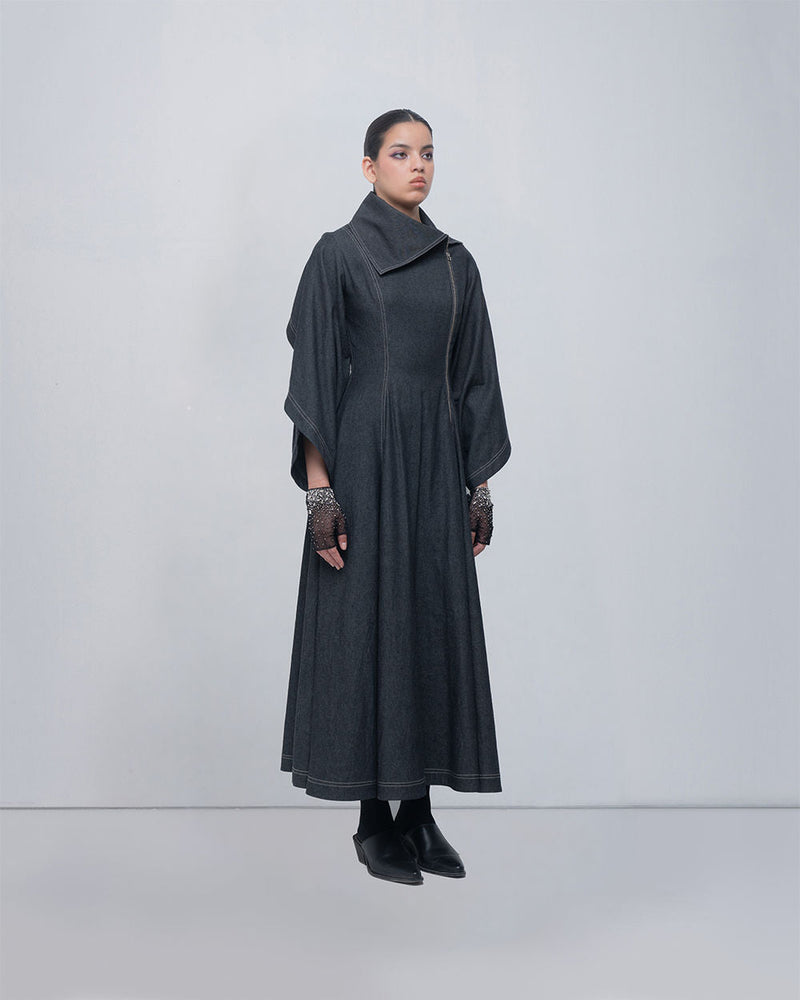Cen Dress cotton by Leh Studios in grey for women in Singapore