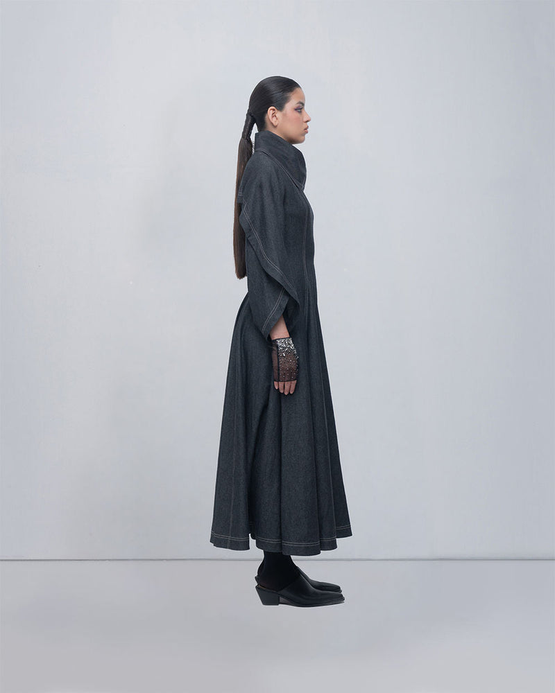 Cen Dress cotton by Leh Studios in grey for women in Singapore