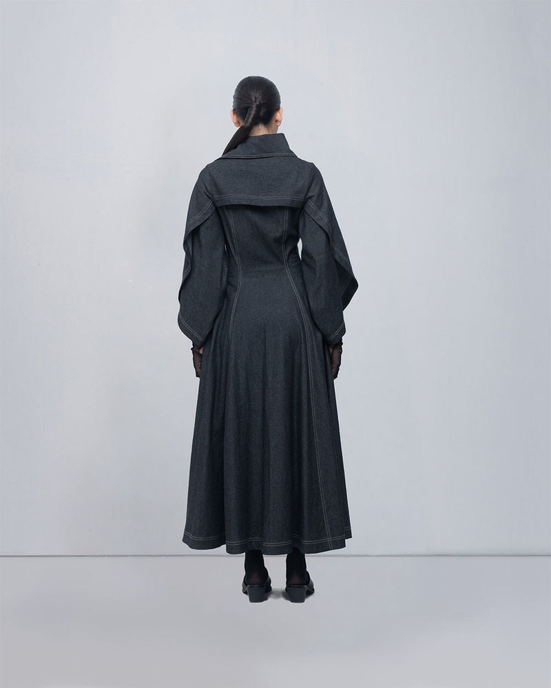 Cen Dress cotton by Leh Studios in grey for women in Singapore