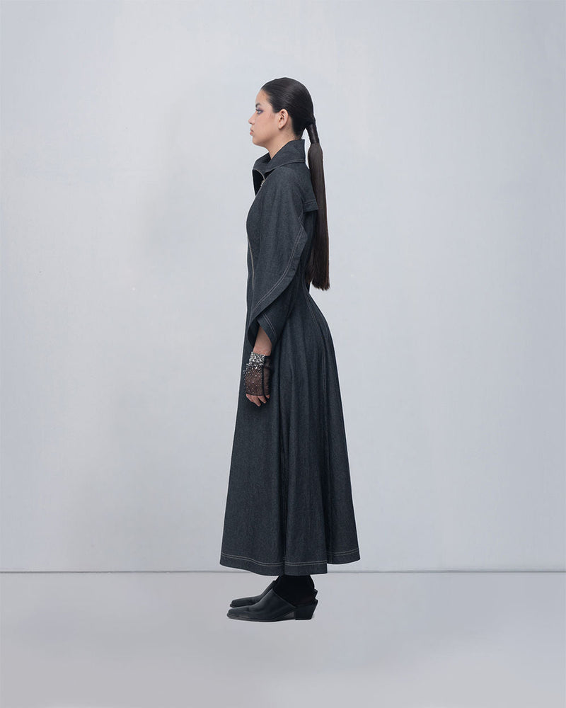 Cen Dress cotton by Leh Studios in grey for women in Singapore