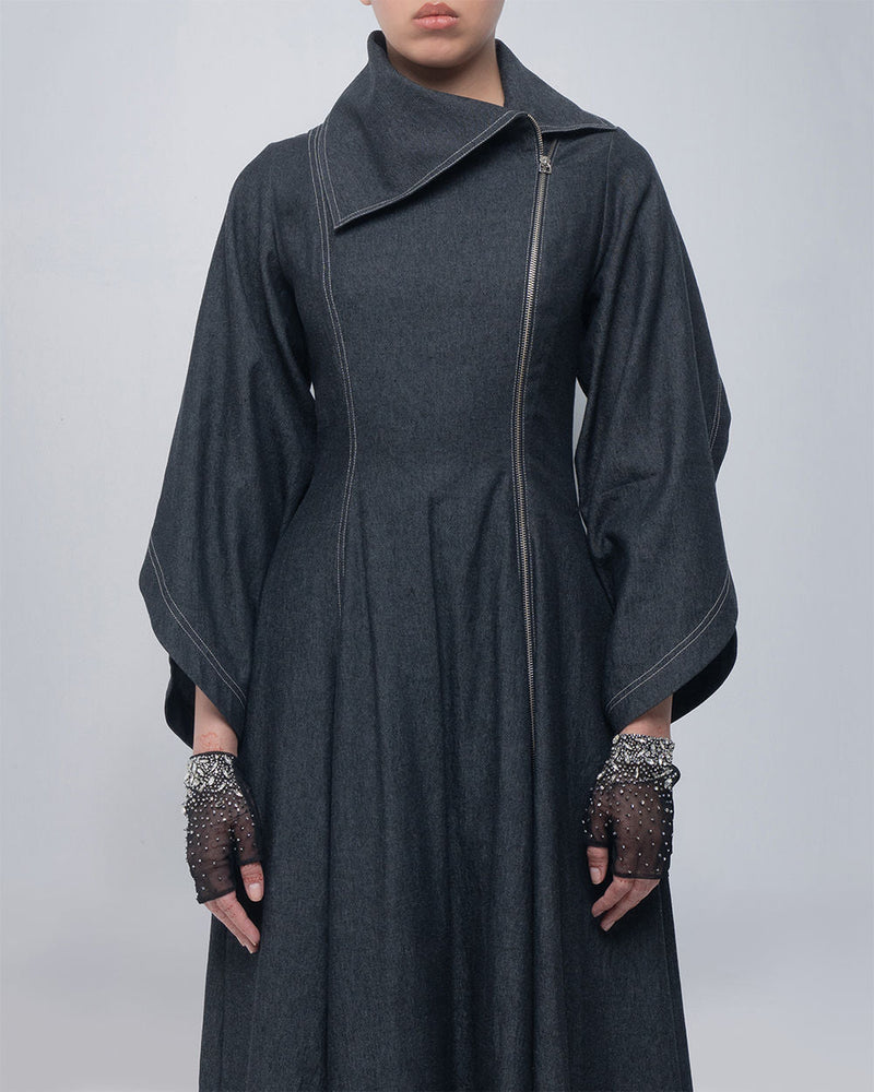 Cen Dress cotton by Leh Studios in grey for women in Singapore