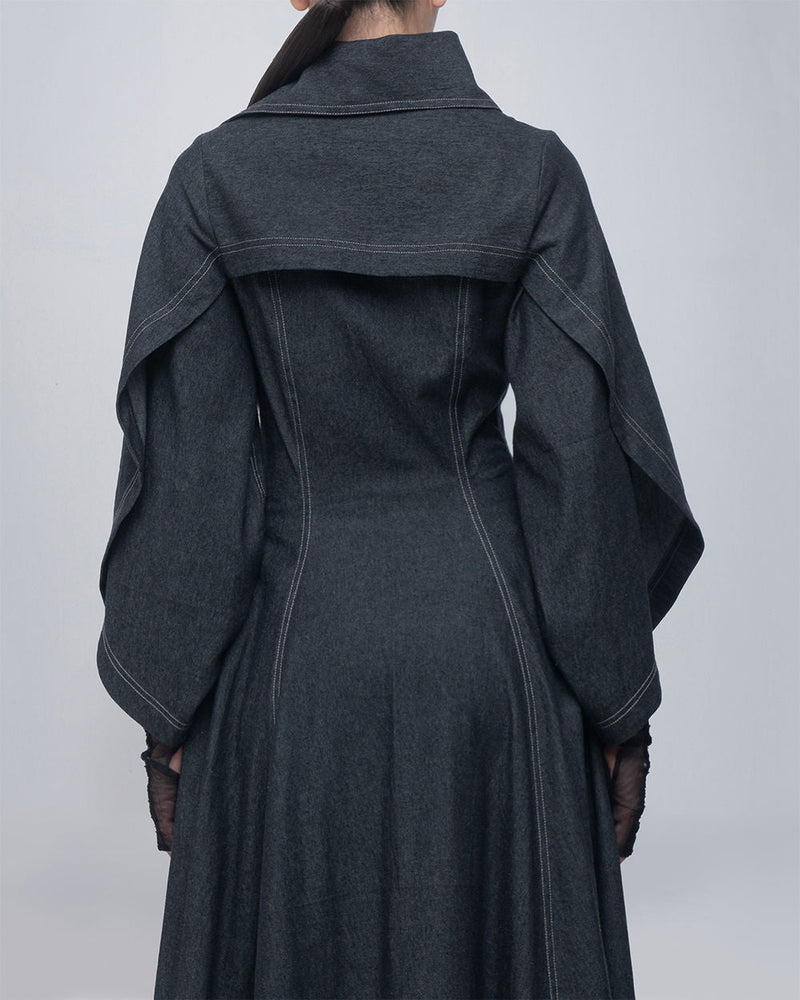 Cen Dress cotton by Leh Studios in grey for women in Singapore