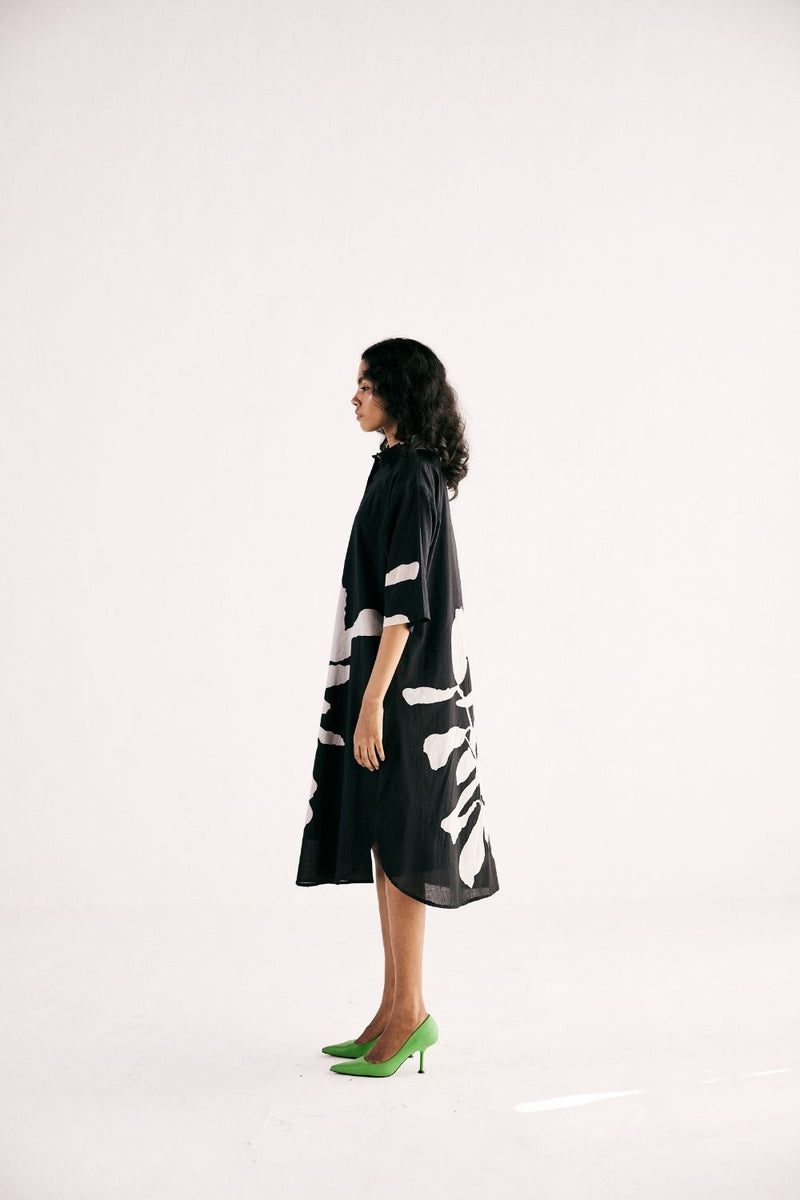 CLEO FLORA DRESS cotton by Khara Kapas in black for women in Singapore