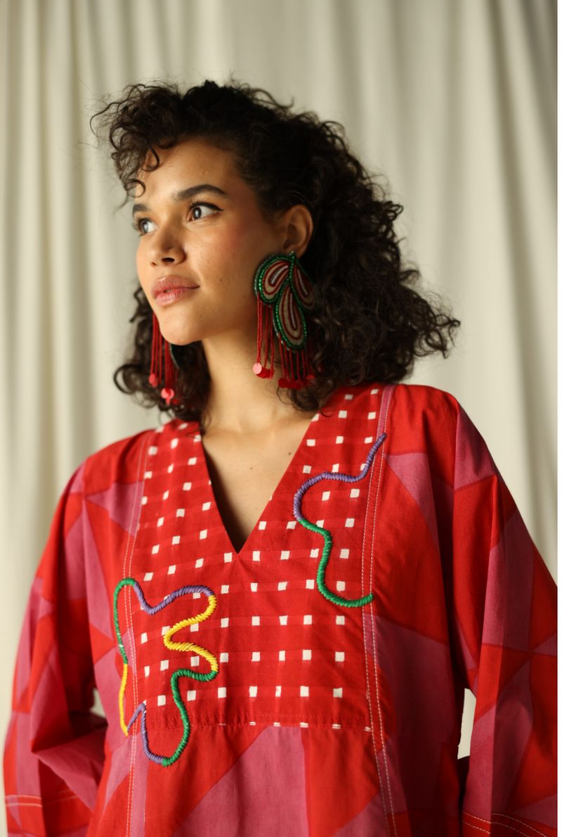 ANDRETTA EMBROIDERED SHIFT DRESS by JodiLife in pink for women in Singapore